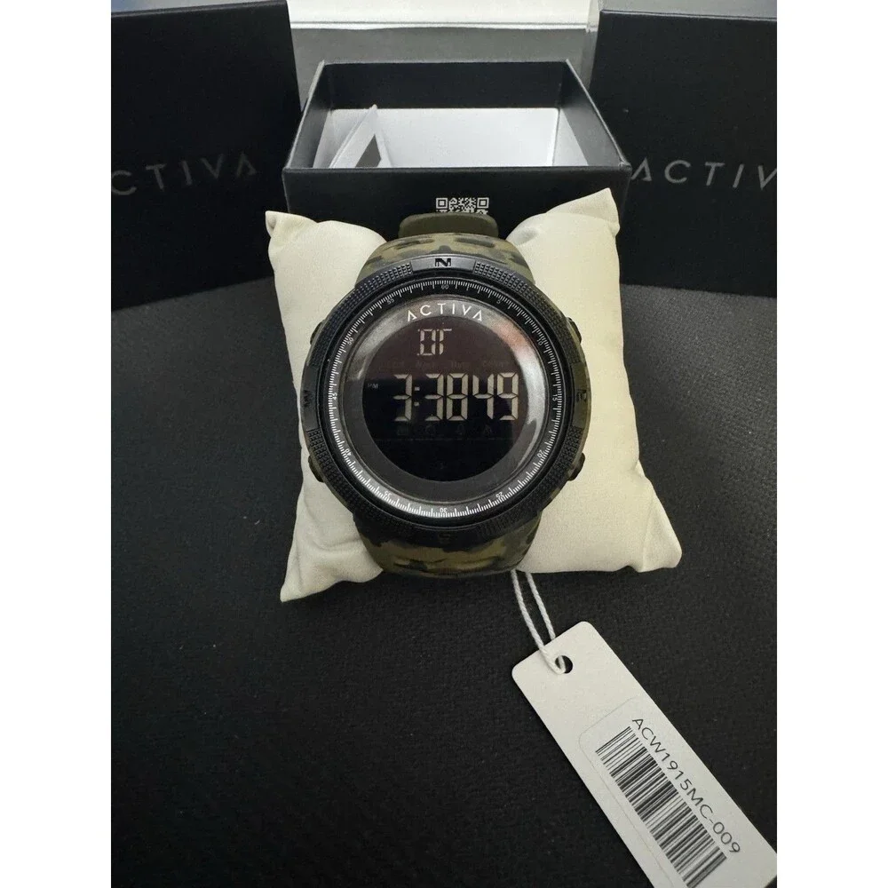 Men’s Camo Activa Digital Quartz Sport Watch Rubber Strap 50mm case Backlight